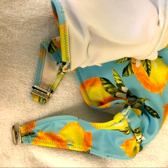 Lemon Print Halter Swim Top - Picture 10 of 11